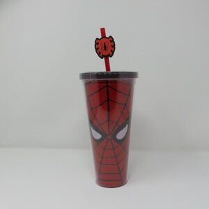 Marvel Spider-Man 24oz Plastic Cold Cup with Lid and Topper Straw
